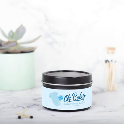 Personalized Oh Baby Shower Candle Favors - Tin 4oz