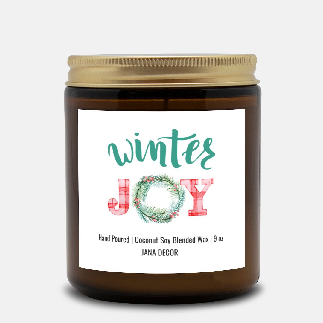 Winter Joy Christmas Candle - Amber Jar 9oz