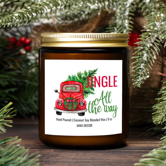 Jingle All the Way Christmas Candle - Amber Jar 9oz