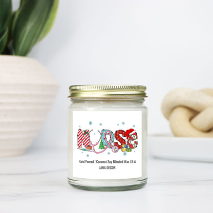 Nurse Christmas Candle - Clear Jar 9oz