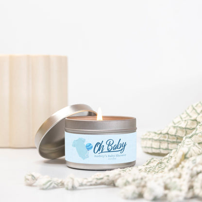 Personalized Oh Baby Shower Candle Favors - Tin 4oz