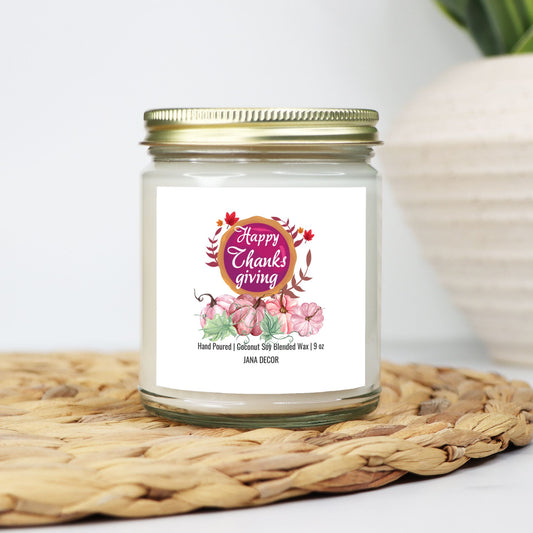 Happy Thanksgiving Candle - Clear Jar 9oz