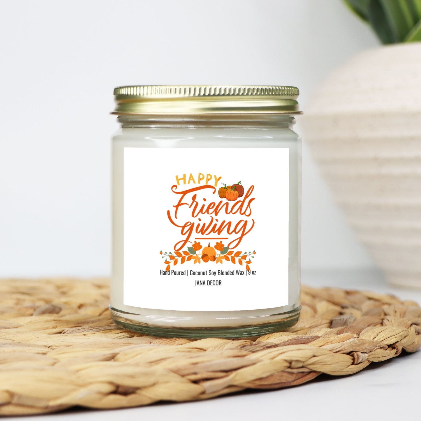 Happy Friends Giving Candle - Clear Jar 9oz