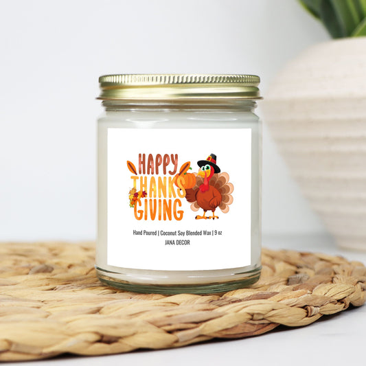 Happy Thanksgiving Candle - Clear Jar 9oz