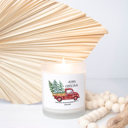 Merry Christmas - Frosted Glass Candle (Hand Poured 11 oz)