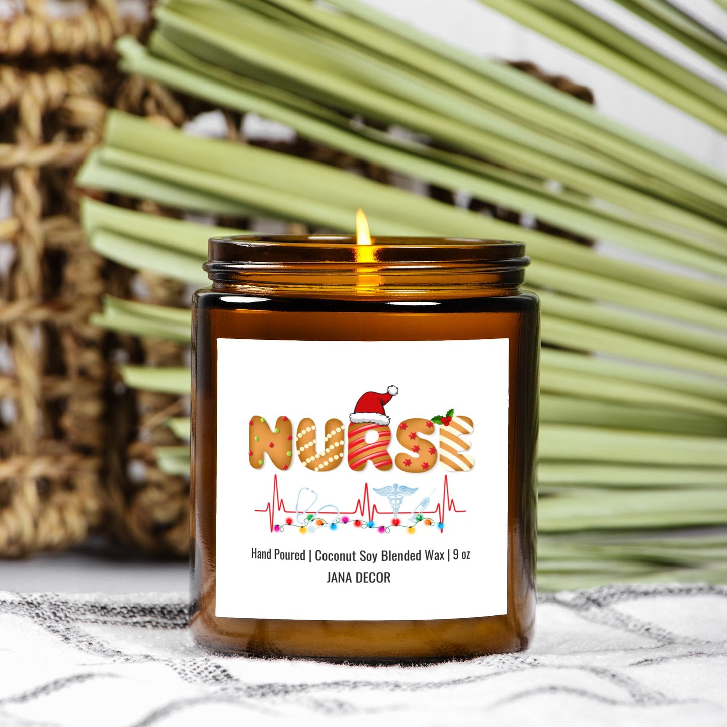 Nurse Christmas Candle - Amber Jar 9oz