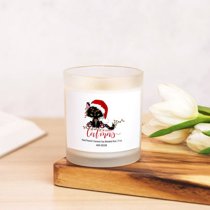 Merry Catmas Candle - Frosted Glass (Hand Poured 11 oz)