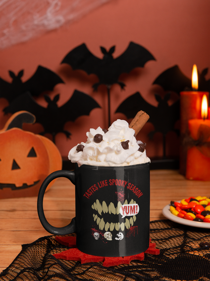 Tastes Like Spooky Season Black Mug (11oz, 15oz)