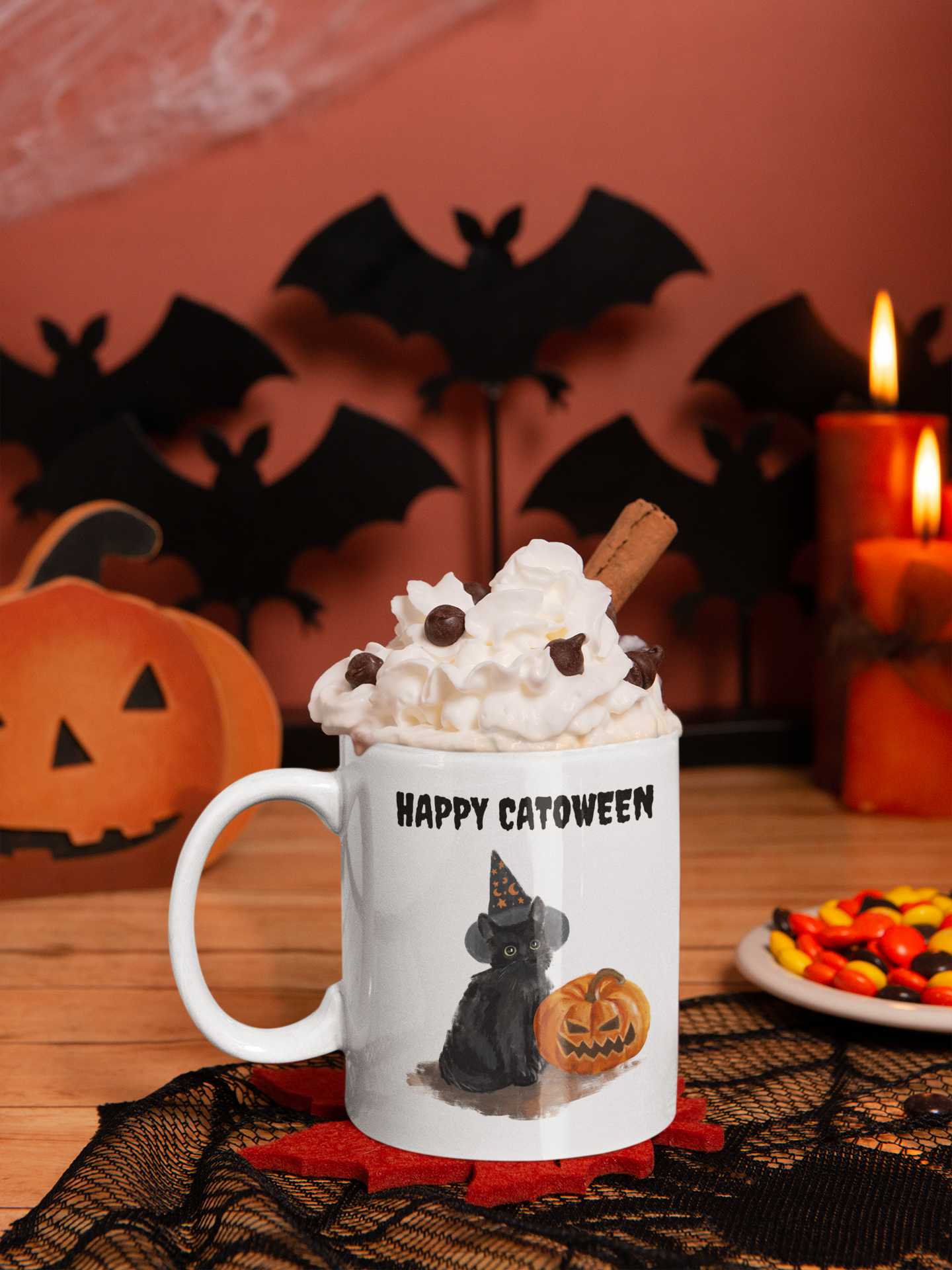 Happy Catoween Halloween Ceramic Mug, (11oz, 15oz)