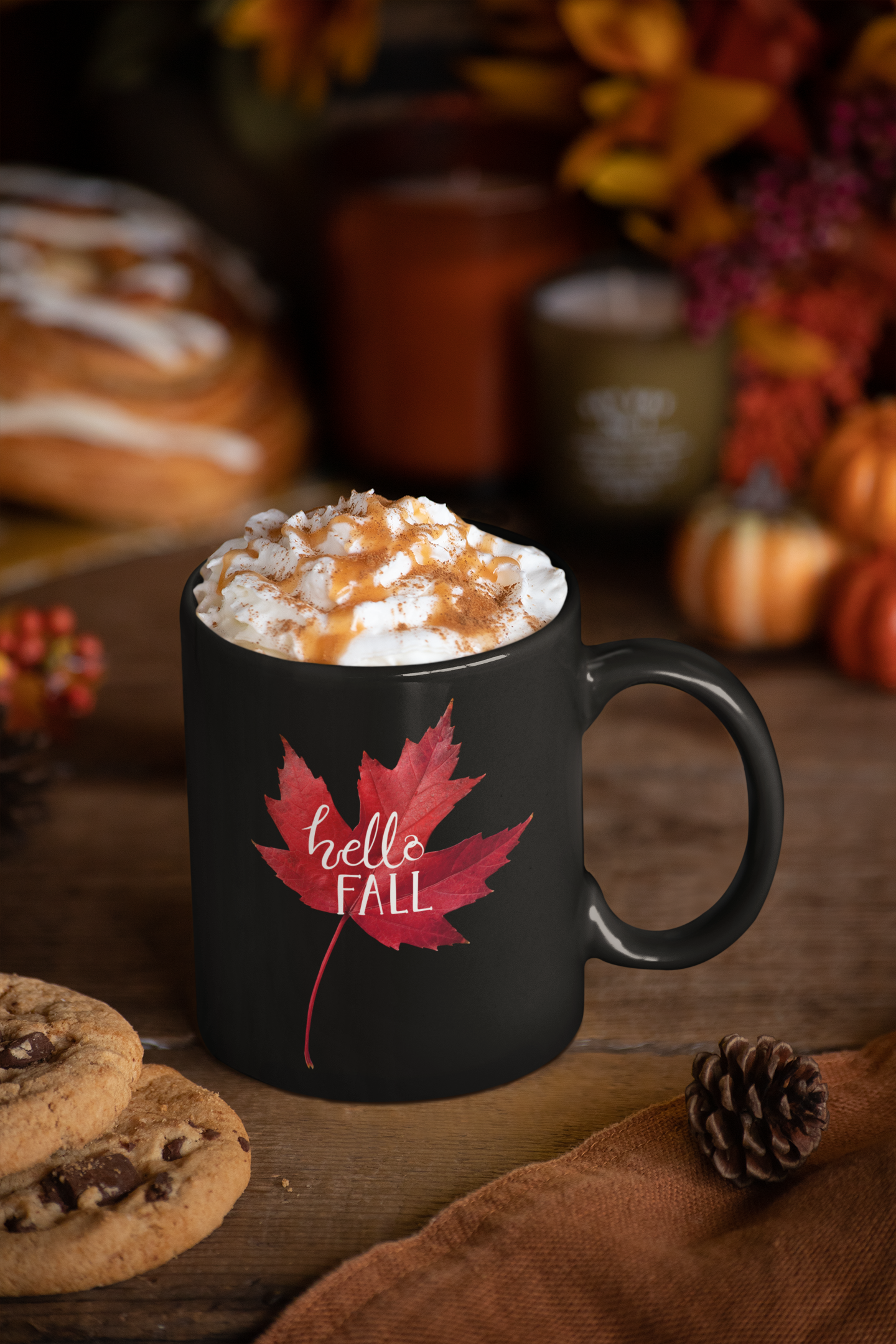 Hello Fall Black Ceramic Mug (11oz, 15oz)