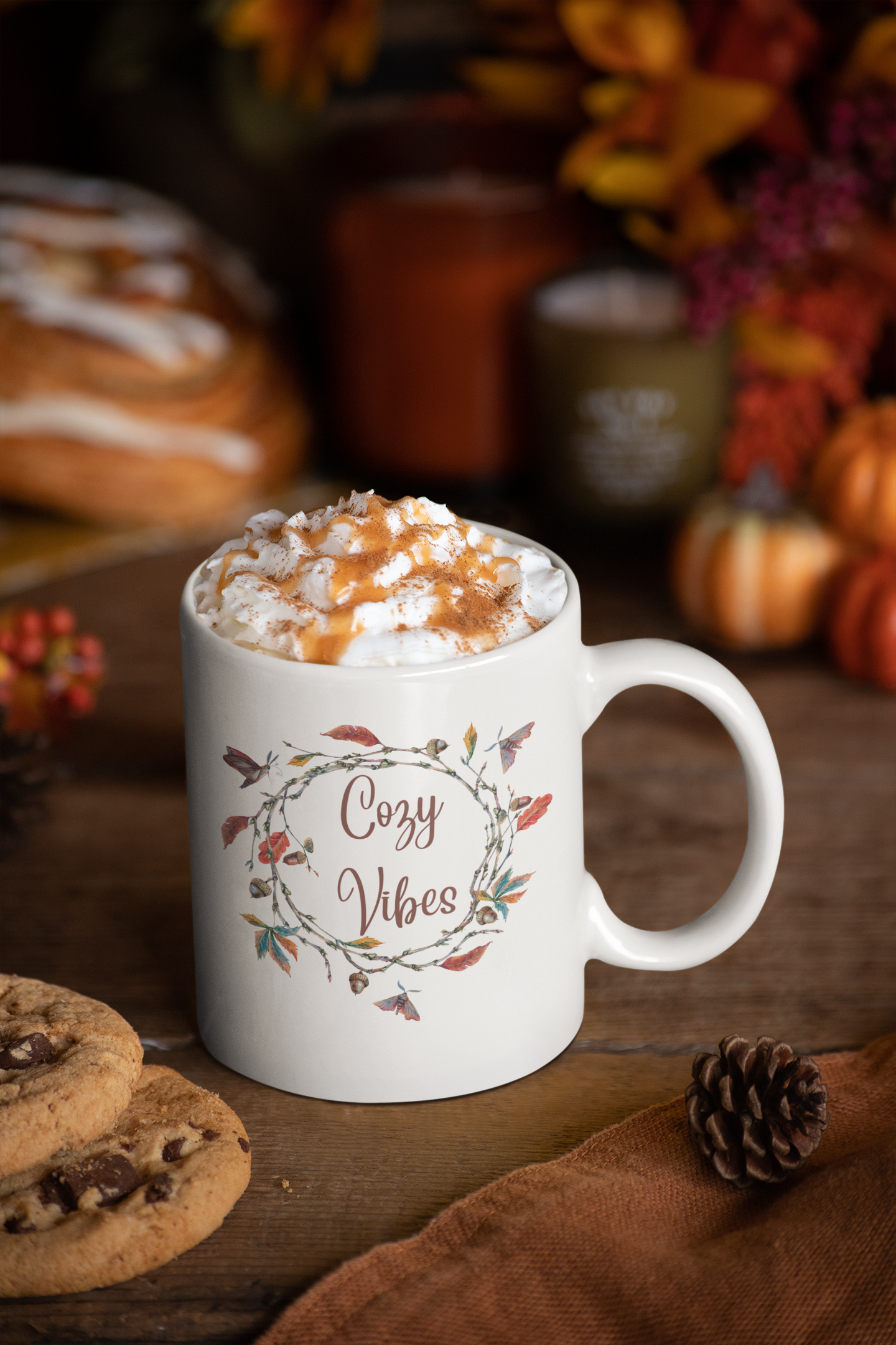 Cozy Vibes - Fall Ceramic Mug, (11oz, 15oz)