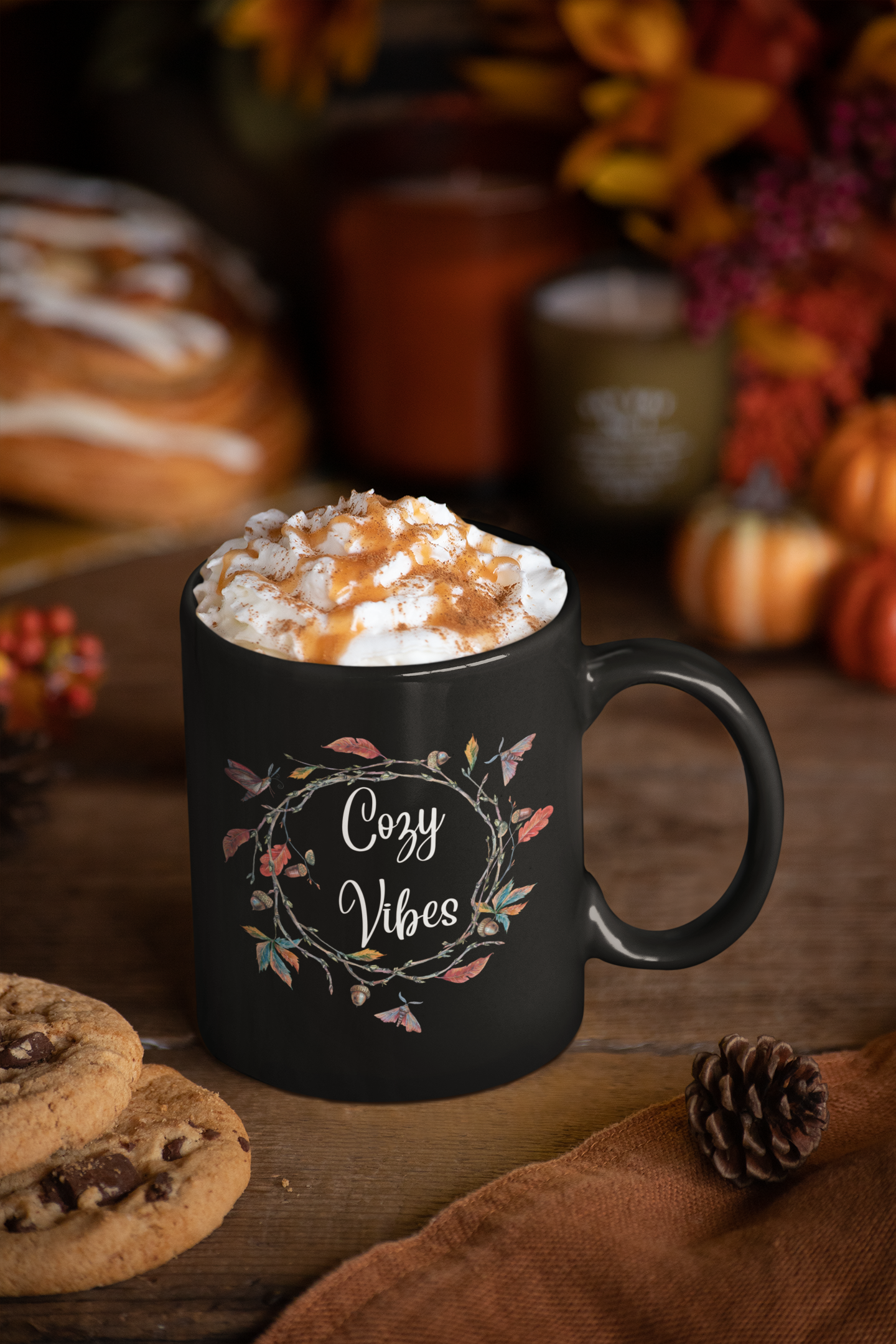 Cozy Vibes - Fall Black Mug (11oz, 15oz)