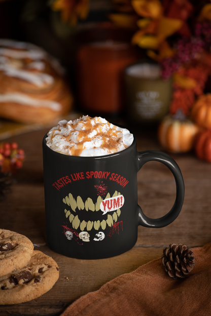 Tastes Like Spooky Season Black Mug (11oz, 15oz)