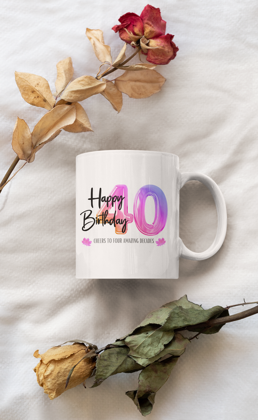 Happy 40th Birthday - Ceramic Coffee Mug