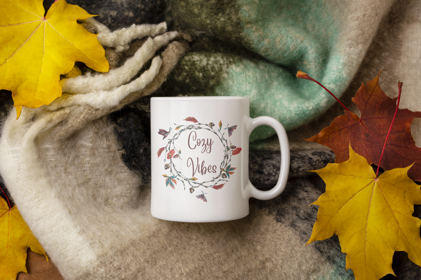 Cozy Vibes - Fall Ceramic Mug, (11oz, 15oz)