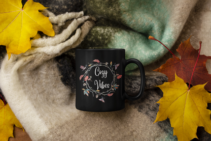 Cozy Vibes - Fall Black Mug (11oz, 15oz)