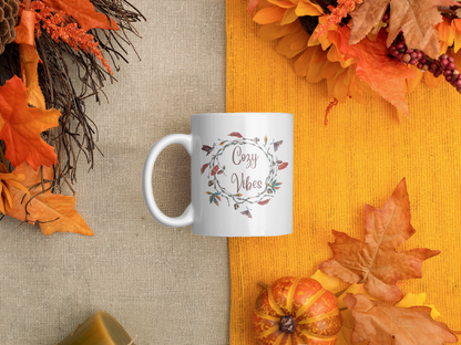 Cozy Vibes - Fall Ceramic Mug, (11oz, 15oz)