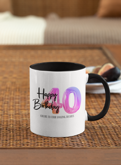 Happy 40th Birthday - Accent Ceramic Coffee Mug