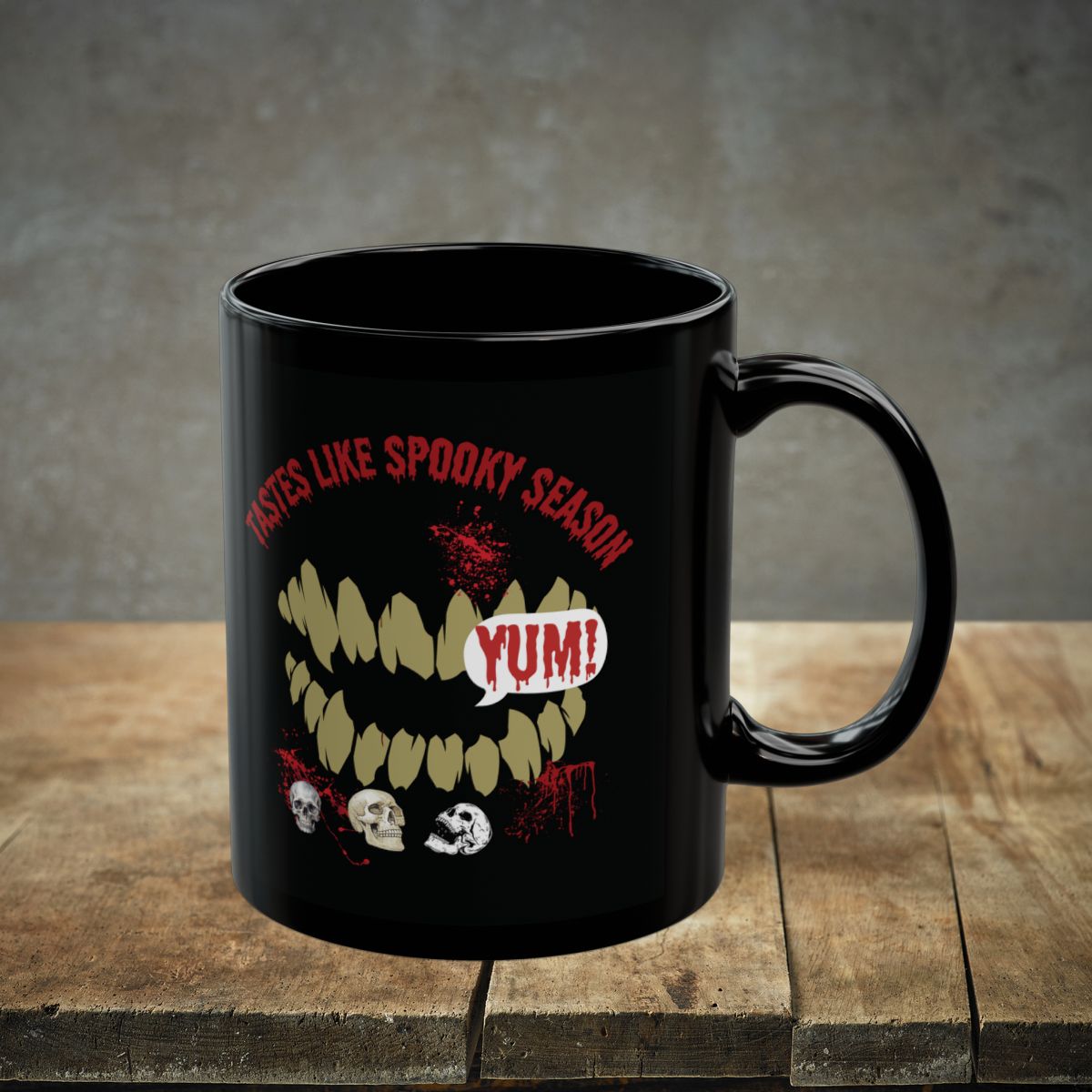 Tastes Like Spooky Season Black Mug (11oz, 15oz)